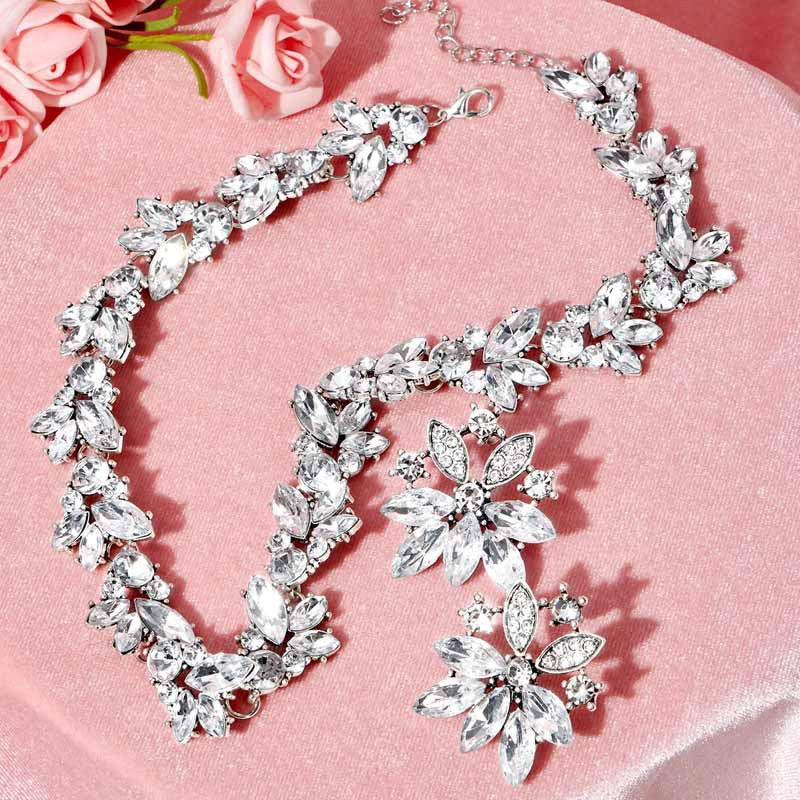Zirconia personalised luxury high-end evening necklace and earrings set