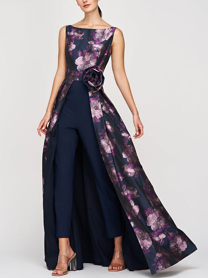 Crew Neck Sleeveless Printed Jumpsuit