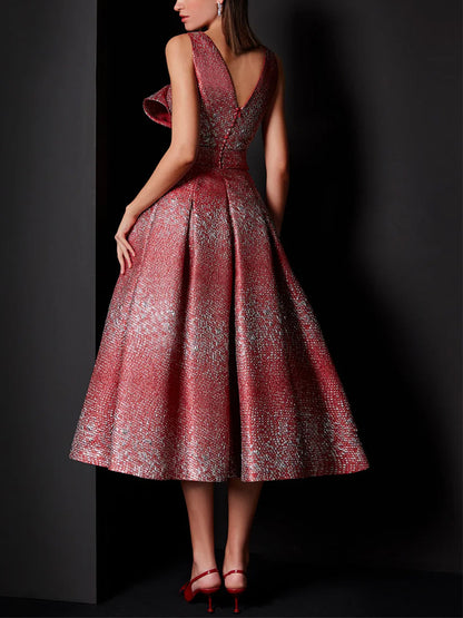 V-Neck Sleeveless Print Midi Dress