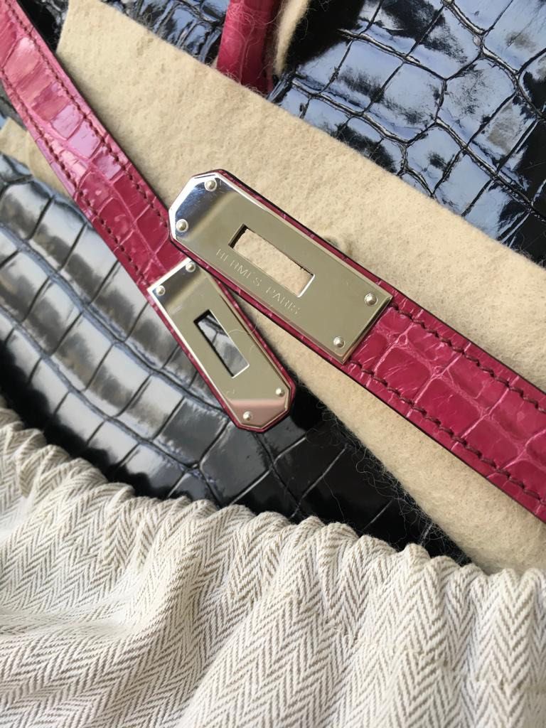 Hermès Very Rare Birkin HSS Special Order 35 cm Shiny Black Crocodile Birkin Bag