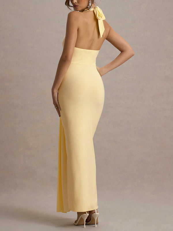 Temperament Slim Fit Pleated High Slit Women's Dress