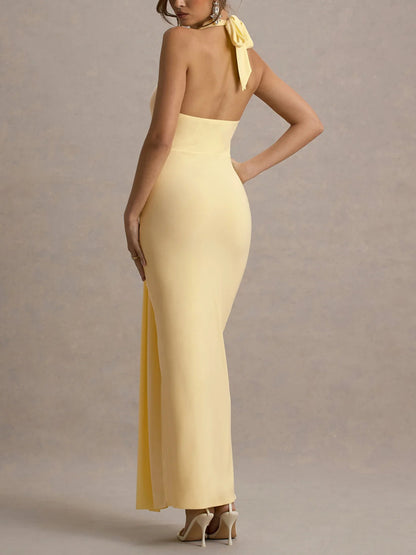 Temperament Slim Fit Pleated High Slit Women's Dress