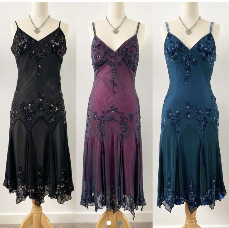Black/Purple/Blue Gorgeous Vintage Exquisite Beaded Spaghetti Straps Long/Mid-Length/Short Chiffon Ball Gown Evening Gown Party Gown Wedding Guest Gown Homecoming Gown Graduation Gown Can Be Ankle Length gh3978