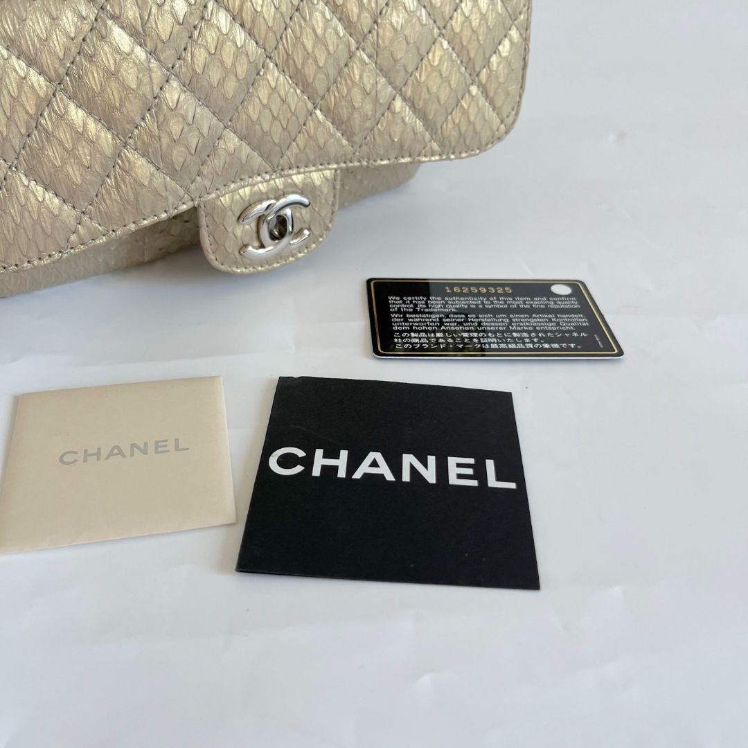 Chanel Mini Rectangle Gold Python Crossbody Bag