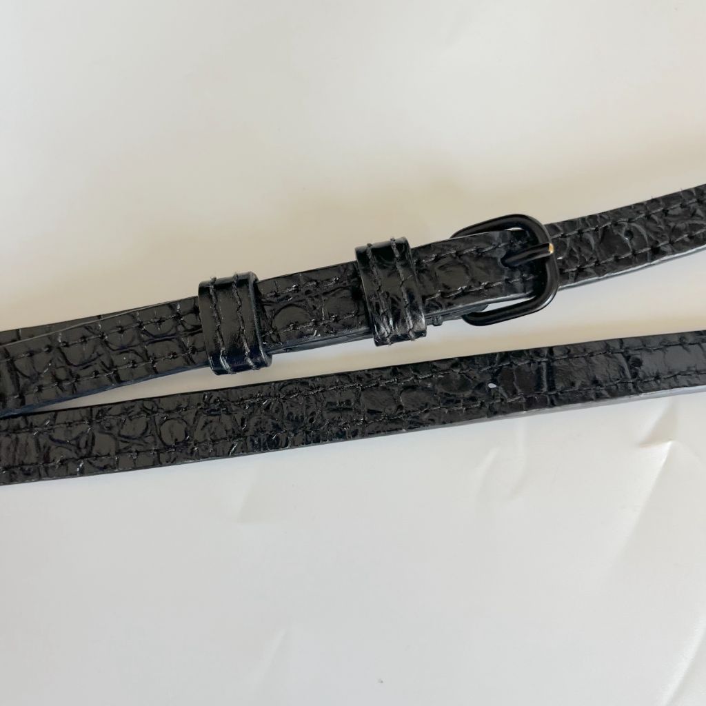 Balenciaga black croc embossed small hourglass bag