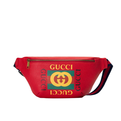 GUCCI PRINT BELT BAG RED 28CM 493869 0GDCT 6463