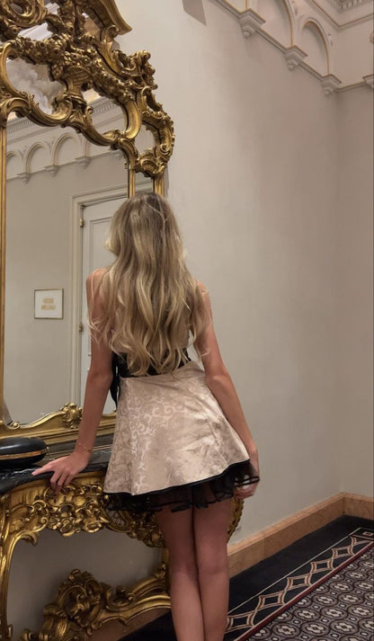 Vintage Light Champagne Strapless Short Homecoming Dress Mini Party Dress SH1432