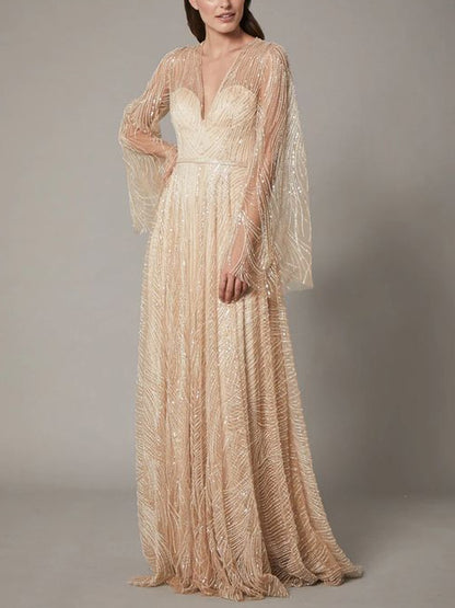 V-neck Gold Line Temperament Women's Dress