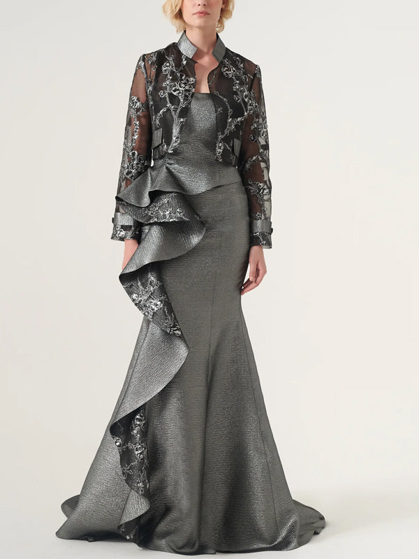 Strapless Solid Color Dress Suit