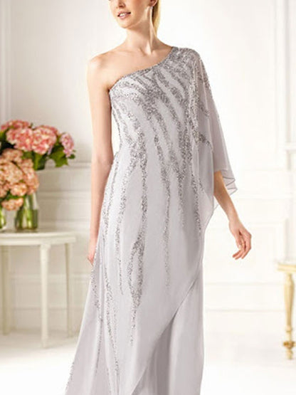 Sequin Designer Wedding Elegant Chiffon Jumpsuit