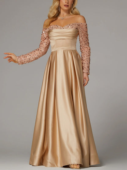 Tube Top Solid Color Sequins Maxi Dress