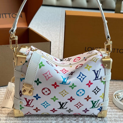 LOUIS VUITTON X TAKASHI MURAKAMI SIDE TRUNK MM BAG MULTICOLORE BLANC 23CM M14046