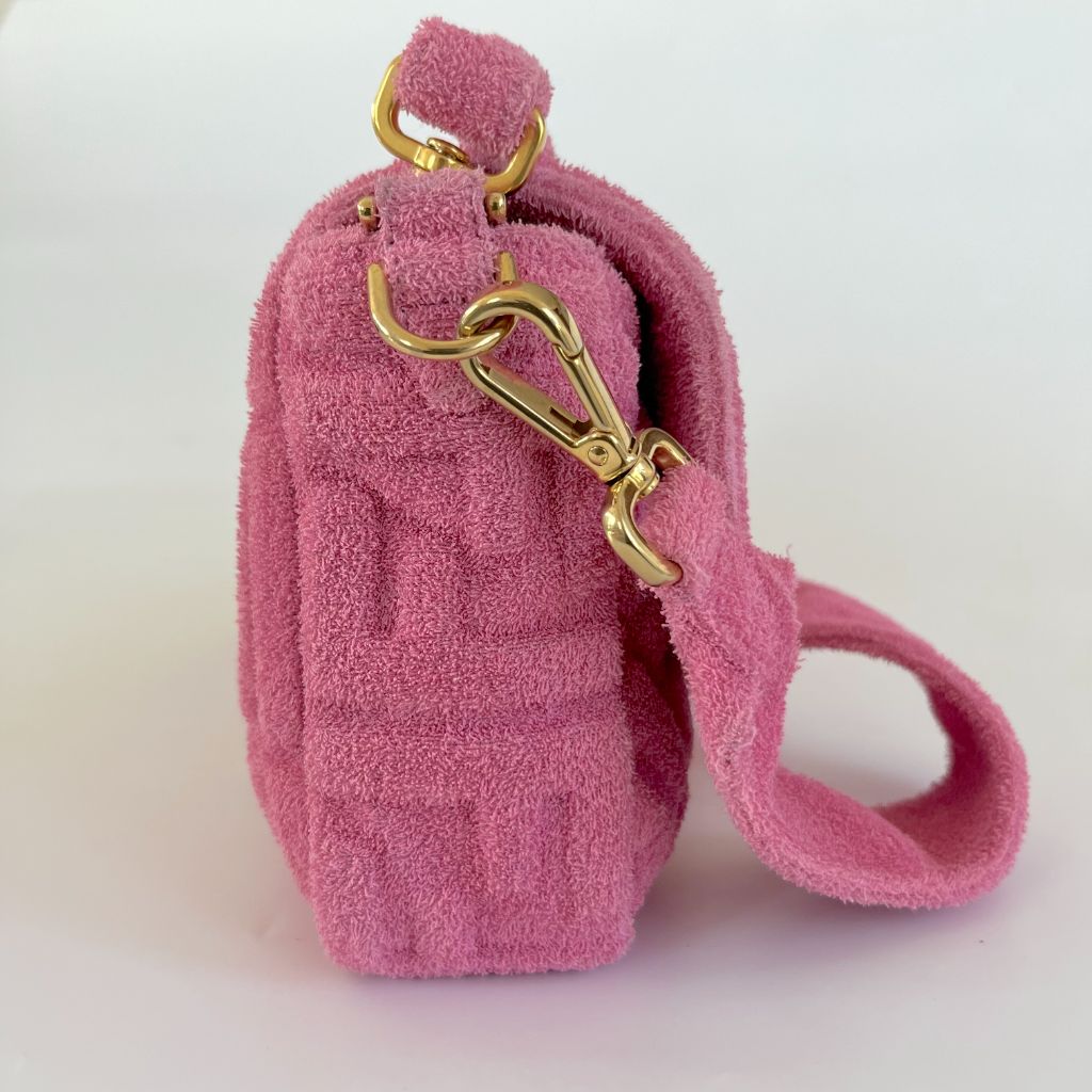 Fendi pink terry cloth medium baguette bag