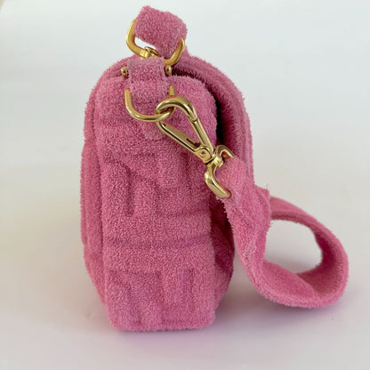 Fendi pink terry cloth medium baguette bag