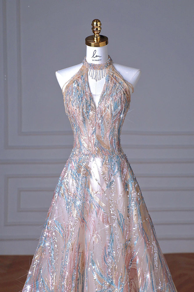 loveedsTM-French halter neck light luxury niche evening dress