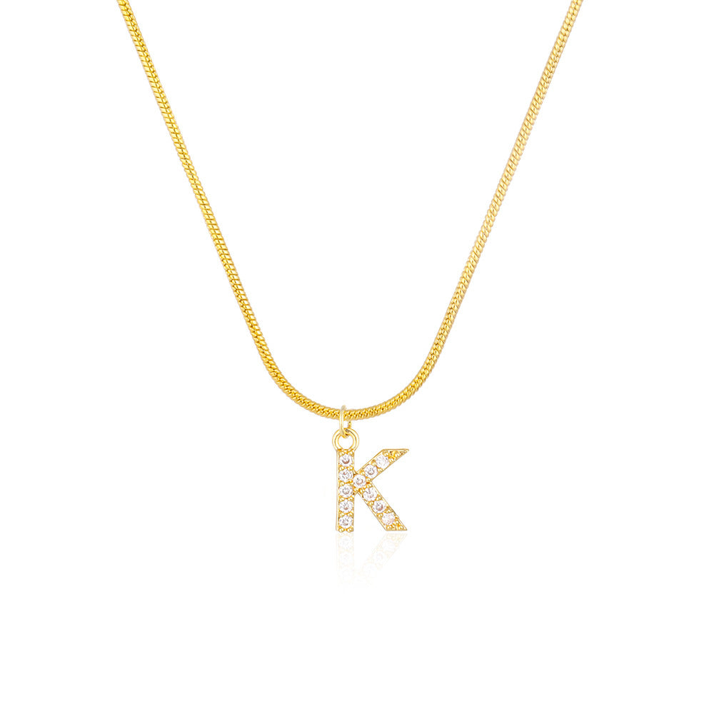 English alphabet round snake chain clavicle chain