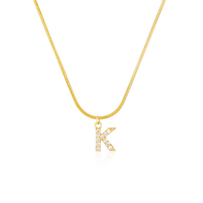English alphabet round snake chain clavicle chain