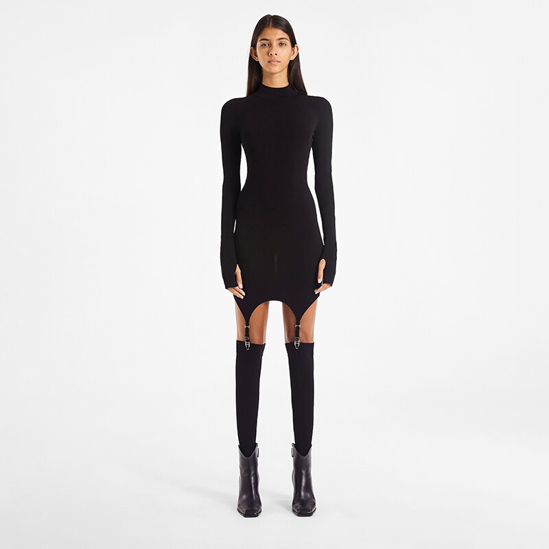 loveedsTM- Spring Sexy Party Mini Dress With Stocking Women Elegant Evening Dress Female Casual Bodycon Dresses Vintage Black White