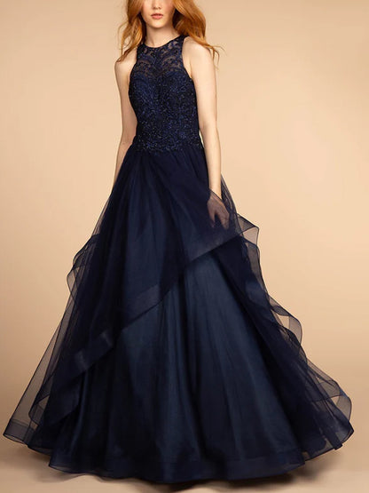 Round Neck Solid Color Sleeveless Sequin Maxi Dress