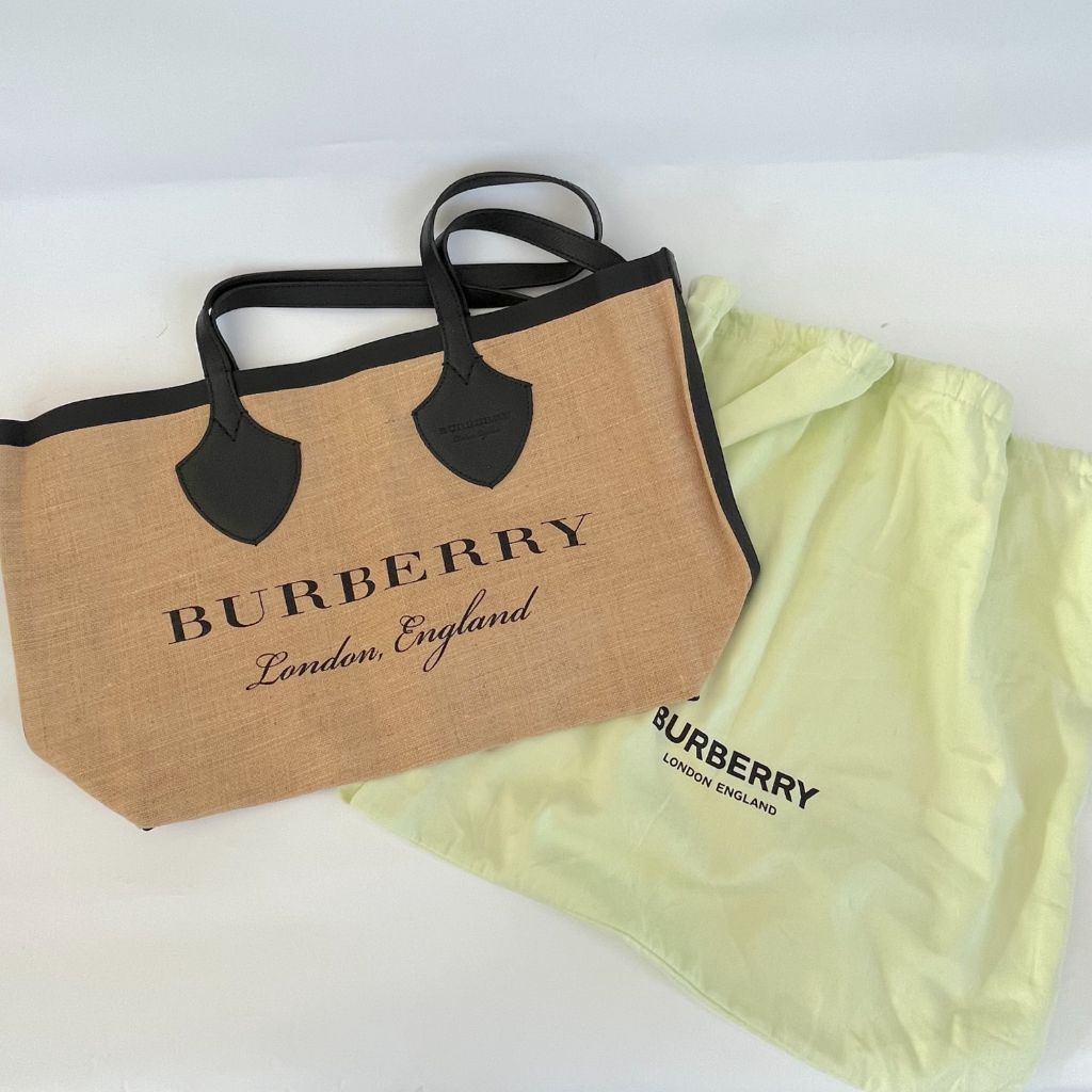 Burberry Raffia Tote bag with Leather Handles