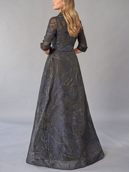 Elegant jacquard Shirt Collar Women's Dress