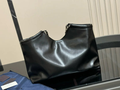 Prada Double Chain Black Shoppping Tote Bag 39x30cm
