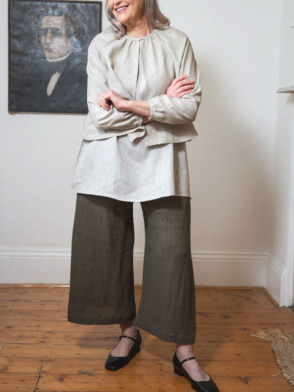 Small Cardigan Cropped Linen Jacket