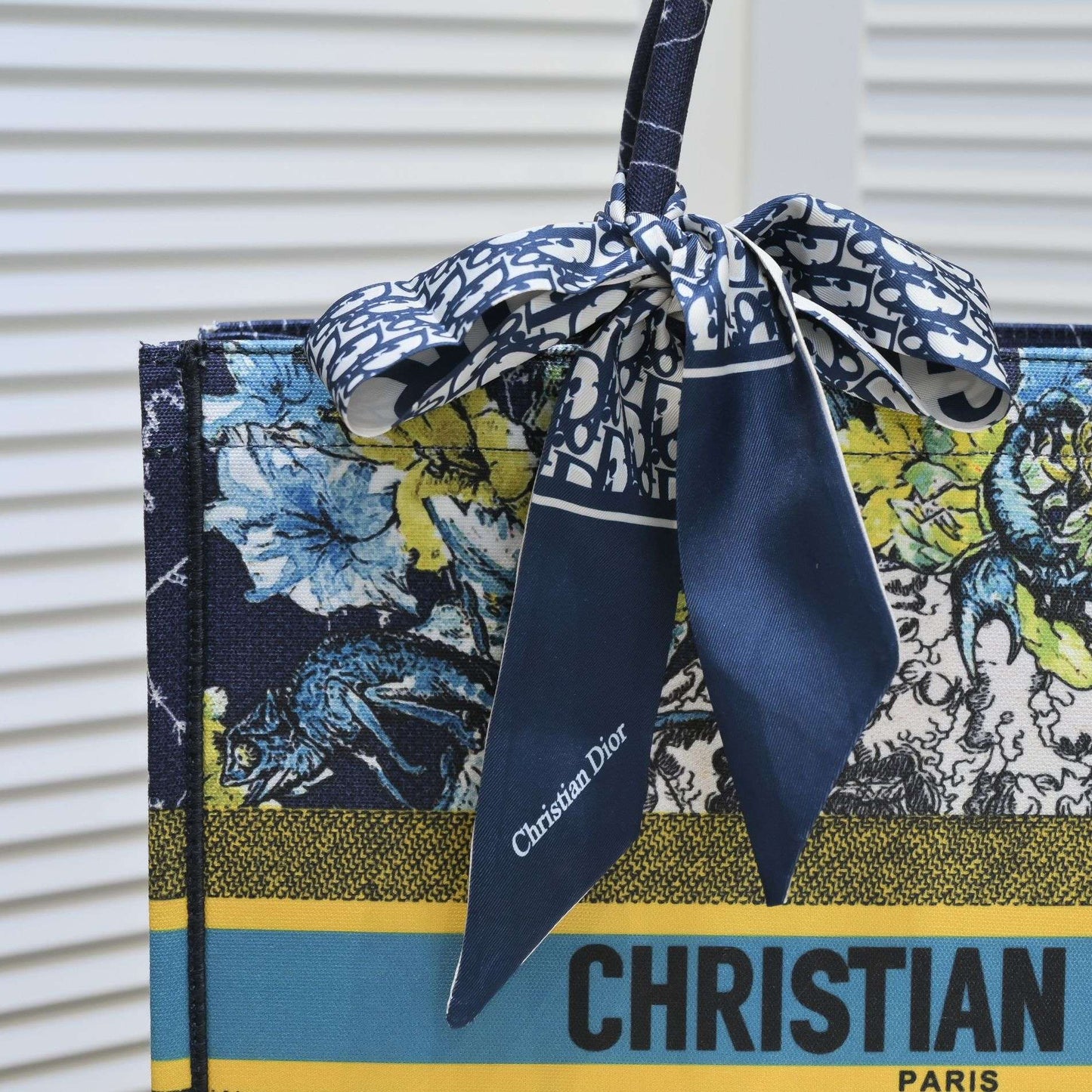 Dior Medium Book Tote White Multicolor