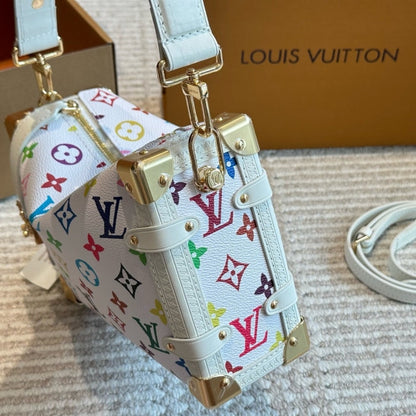 LOUIS VUITTON X TAKASHI MURAKAMI SIDE TRUNK MM BAG MULTICOLORE BLANC 23CM M14046