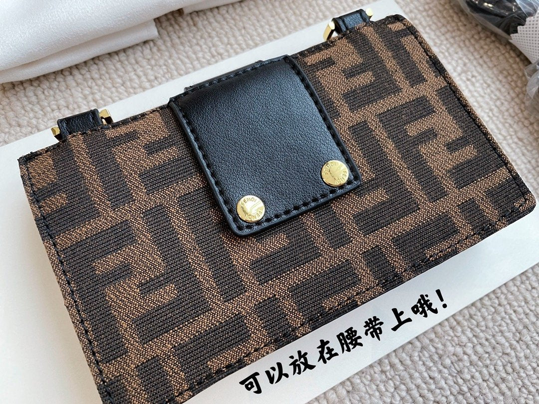 Fendi Mini Baguette Brown Fabric Bag