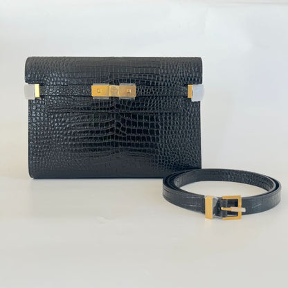 Saint Laurent Manhattan crocodile-effect leather shoulder bag
