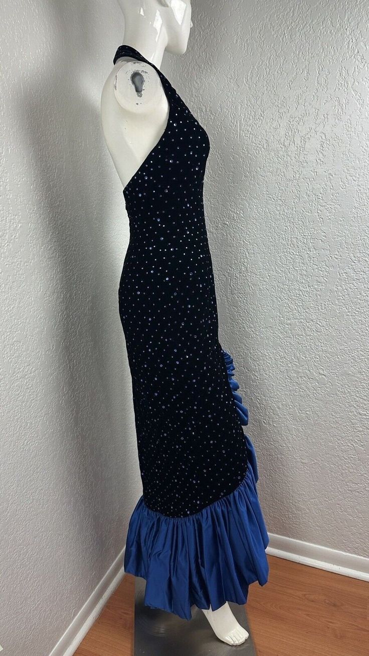 Blue vintage shiny suspender long elegant ruffled prom dress evening dress party dress dance dress gh3226