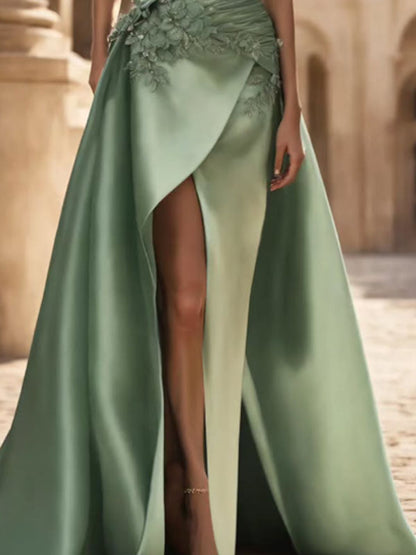 Off-shoulder High Slit Evening Dress