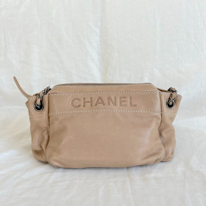 Chanel Tan Leather Accordion Zipper bag