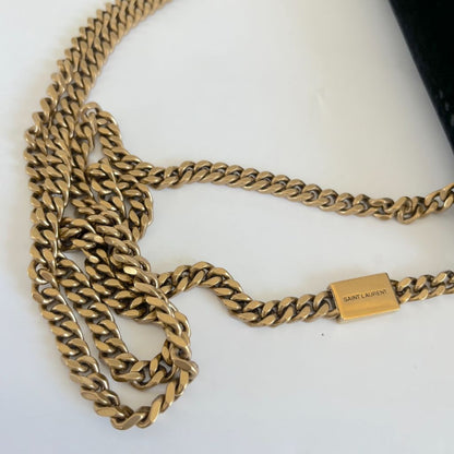 Saint Laurent Black   Velvet Kate Tassel Bag