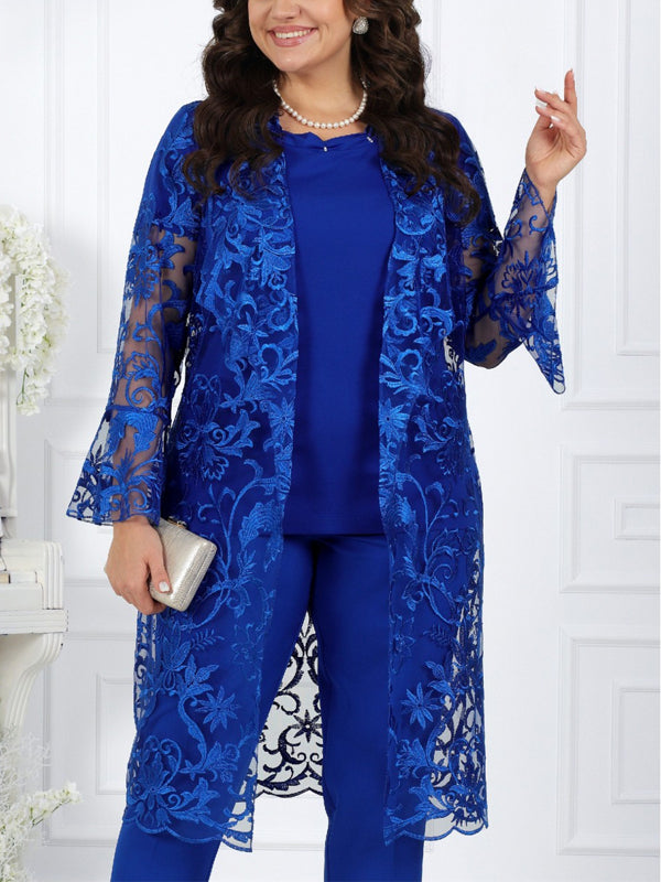 Solid Color Top And Trousers Three-piece Suit