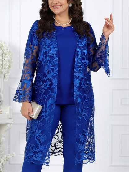 Solid Color Top And Trousers Three-piece Suit