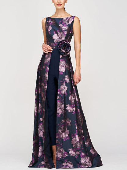 Crew Neck Sleeveless Printed Jumpsuit