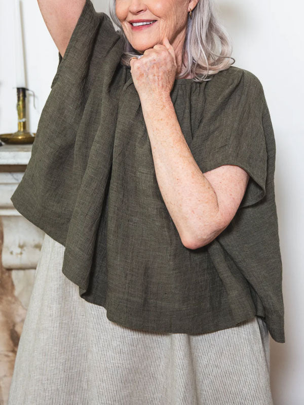 Loose Women's Cotton and Linen Short Sleeves