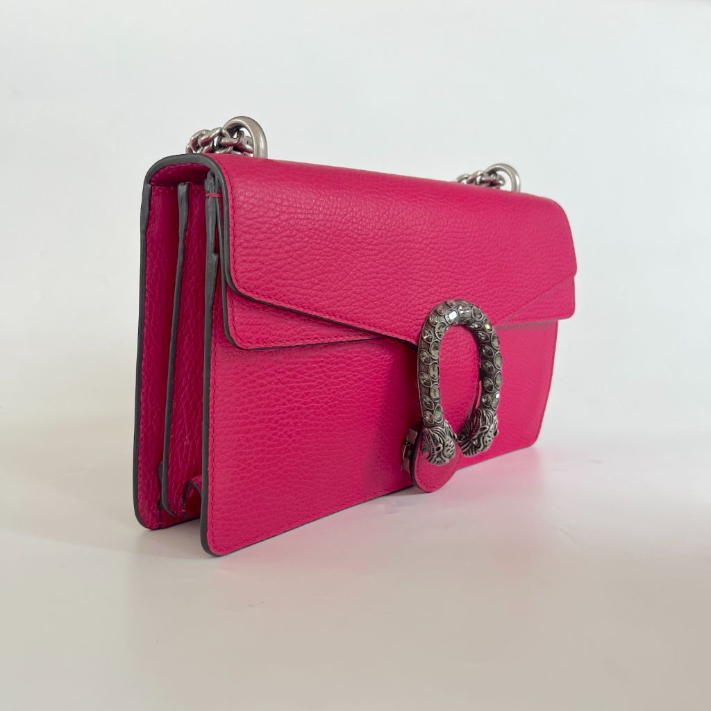 Gucci Fuchsia Leather Small Dionysus Crystals Shoulder Bag