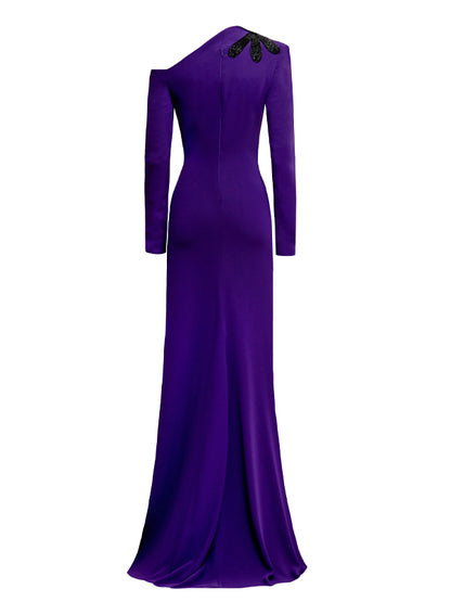 Off-shoulder Sequin Solid Color Maxi Dress