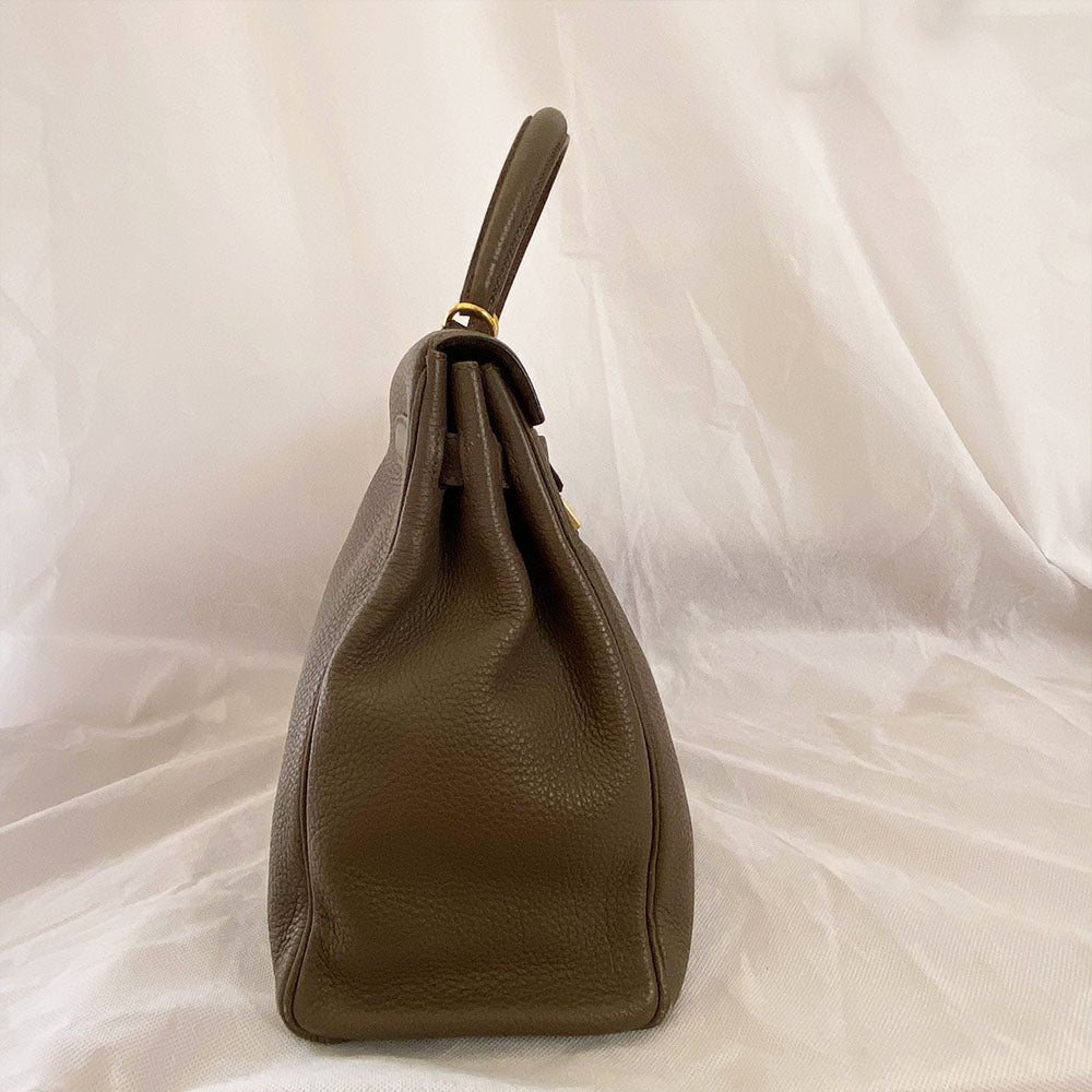 Hermès Kelly 35 Etain Togo Leather Handbag