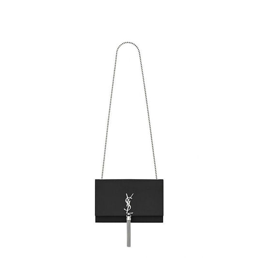 Saint Laurent Medium Kate Tassel Chain Bag In Black Leather