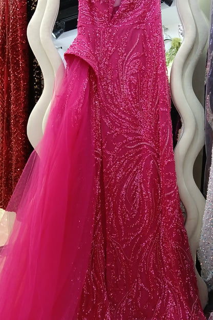 loveedsTM-Purple mesh one-shoulder dress with slits-vx