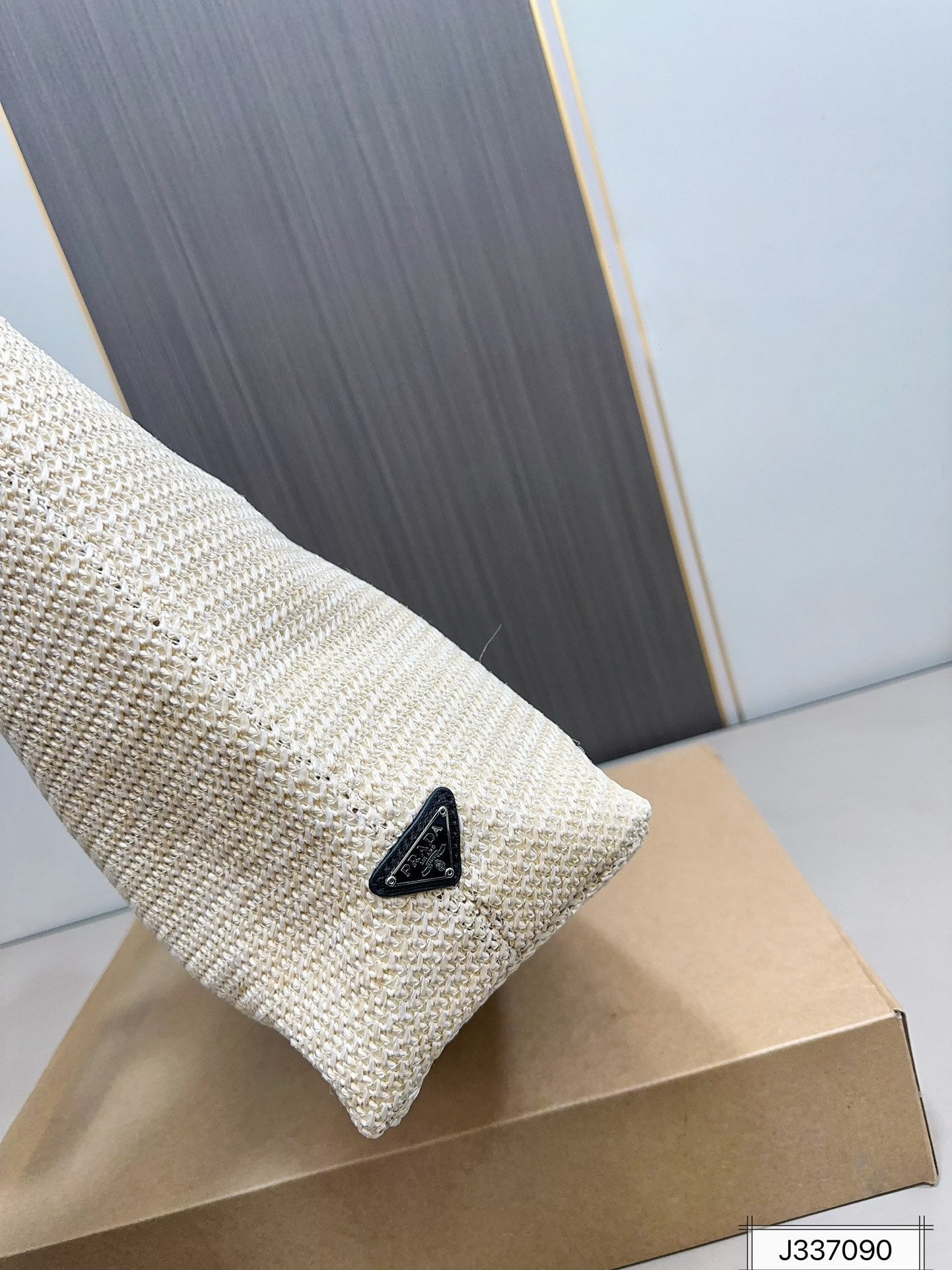 PRADA Woven Shopping Bag Raffia Tote Bag 31x31cm