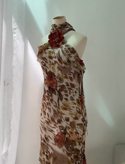 Vintage Sheath Halter Chiffon Prom Dress Evening Dress SH2026