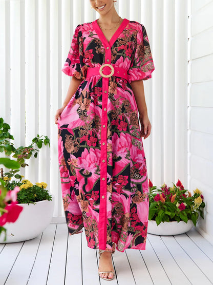 V-neck Design With Puffy Stretch Sleeves