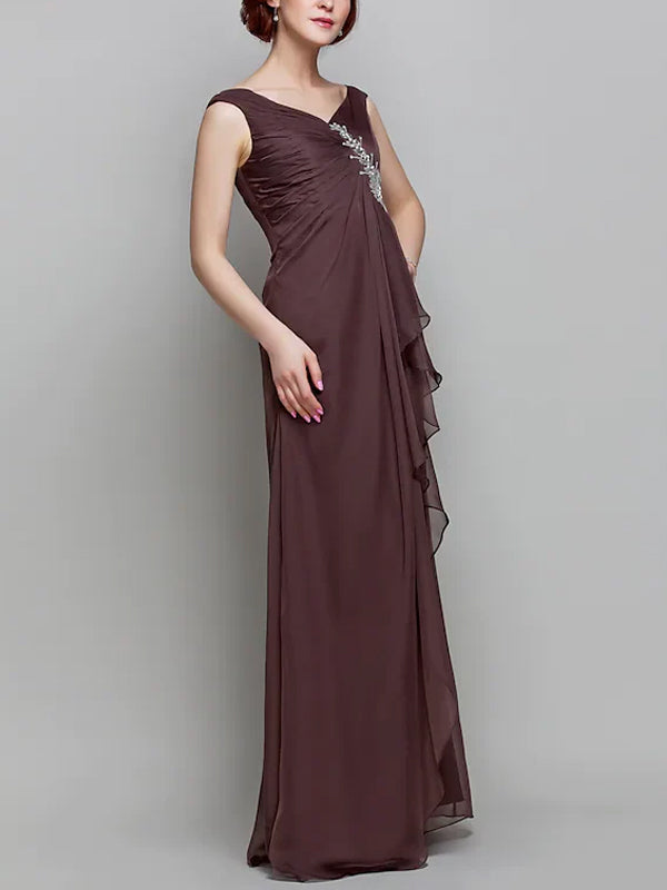 V-neck Sleeveless Solid Color Maxi Dress