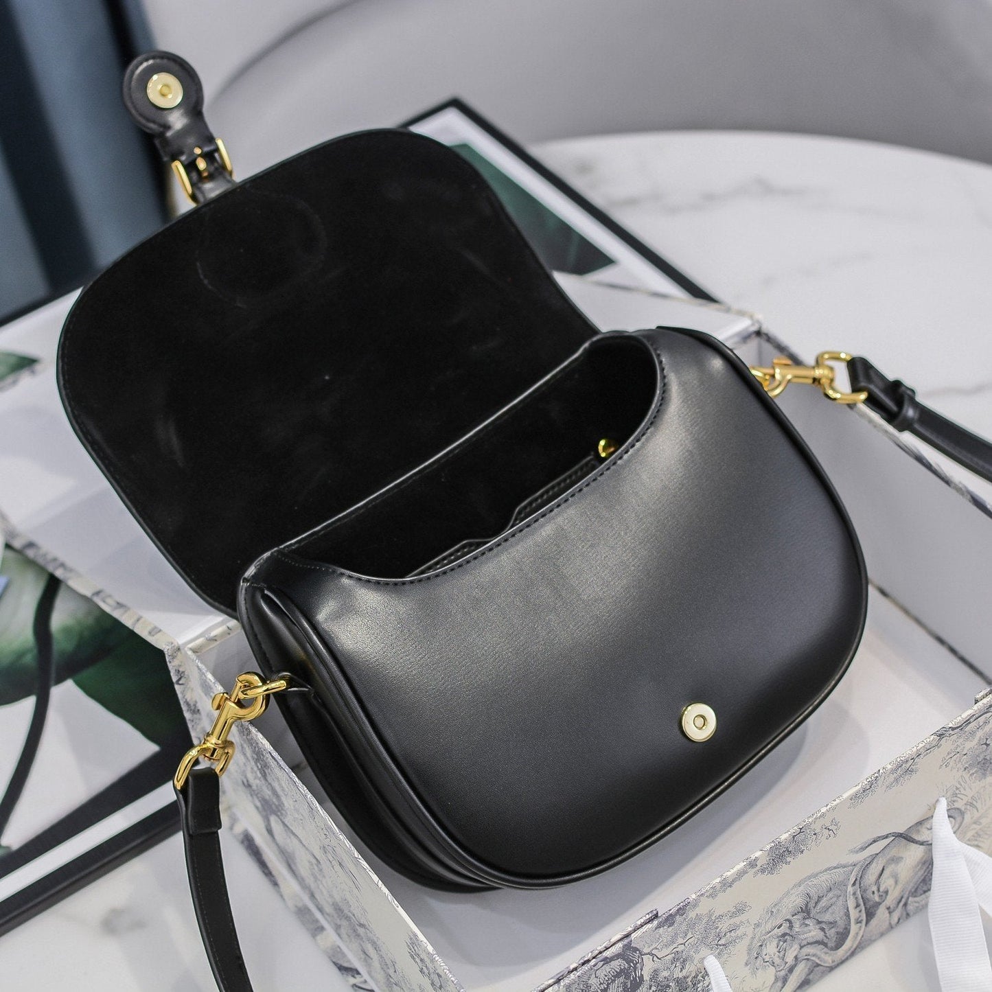 Dior Medium Dior Bobby Bag Black Box Calfskin Women