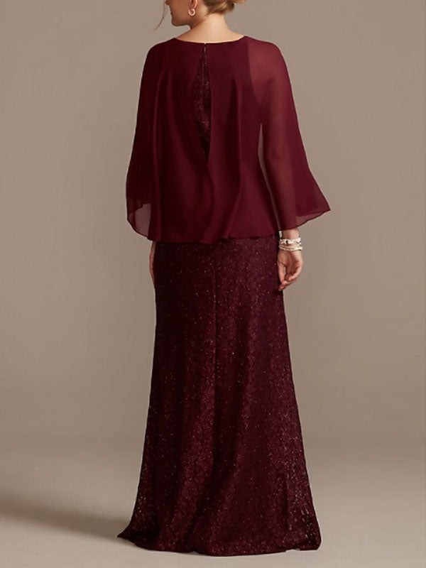 Cape Sleeve Glitter Lace Body Dress